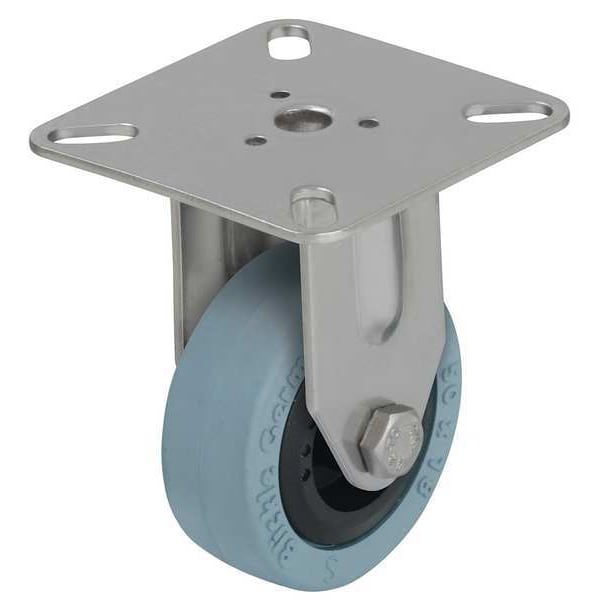 Rgd Plate Caster, Rubber, 3 in., 165 lb.