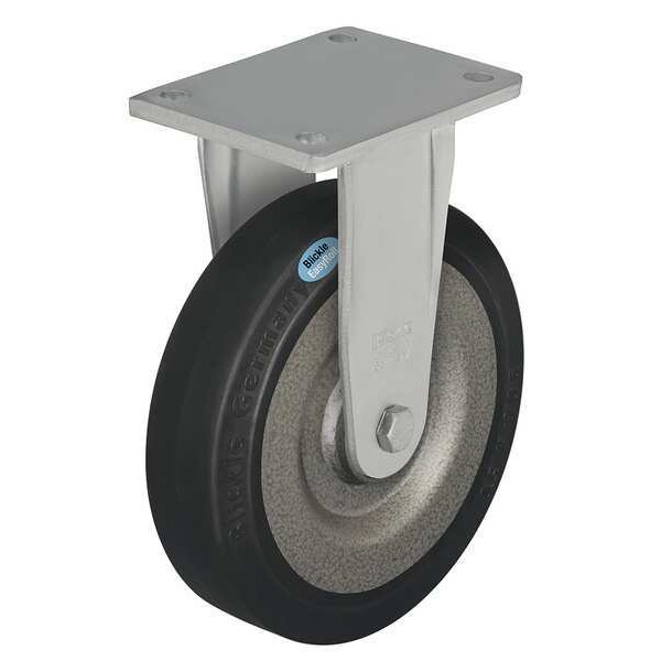 Rgd Plate Caster, Rubber, 5 in., 700 lb.