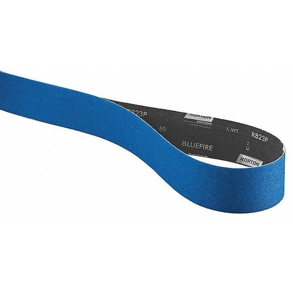 Sanding Belt, 6 in W, 60 in L, Coated, Zirconia Alumina, 40 Grit, Extra Coarse, BlueFire R821P