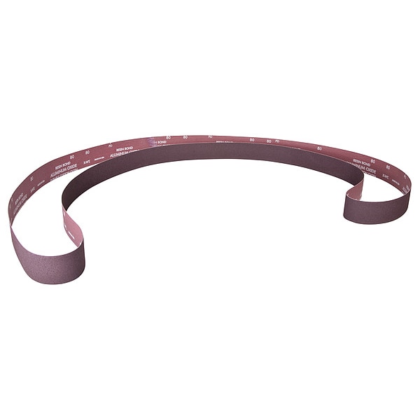 Sanding Belt, 8 in W, 107 in L, Coated, Aluminum Oxide, 80 Grit, Coarse, R228 Metalite, Brown