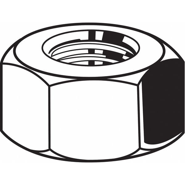 Hex Nut, 7/16"-14, Steel, Grade 5, Zinc Plated, 3/8 in Ht, 50 PK