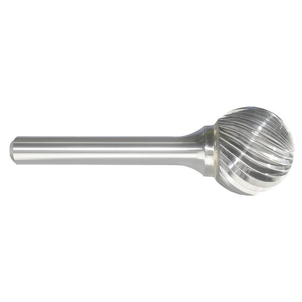 Carbide Bur, Ball Shape, 1 In, 1/4 Shank