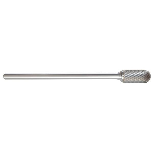 Carbide Bur, Radius End, 1/2 In, 1/4 Shank