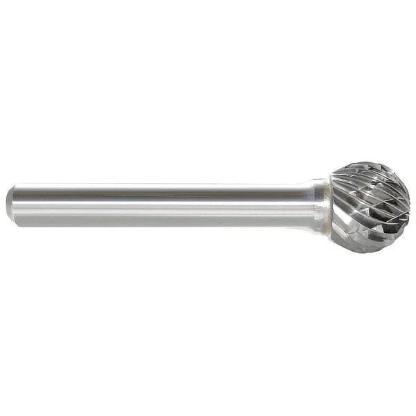 Carbide Bur, Ball Shape, 1 In, 1/4 Shank