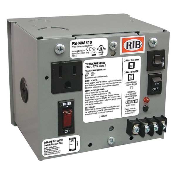 Class 2 Transformer, 40 VA, NEMA 1, 24V AC, 120V AC