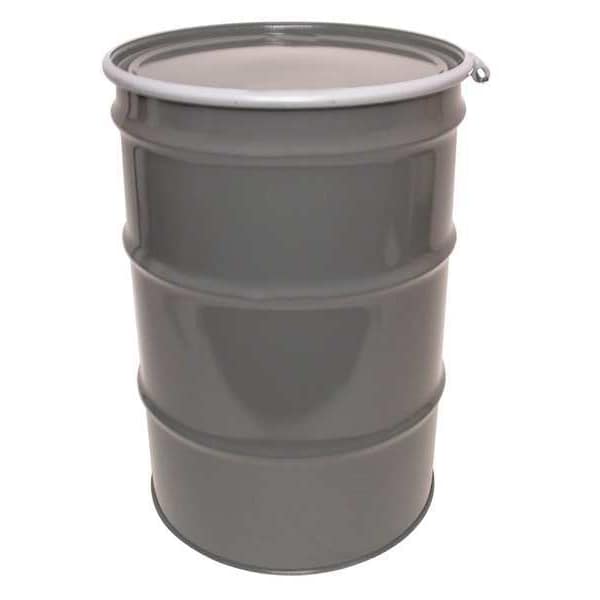 Open Head Transport Drum, Steel, 55 gal, Lined, Gray