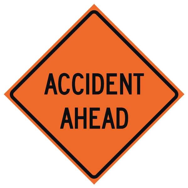 Accident Ahead Traffic Sign, 48 in H, 48 in W, Vinyl, Diamond, English, 669-C/48-MFO-AA