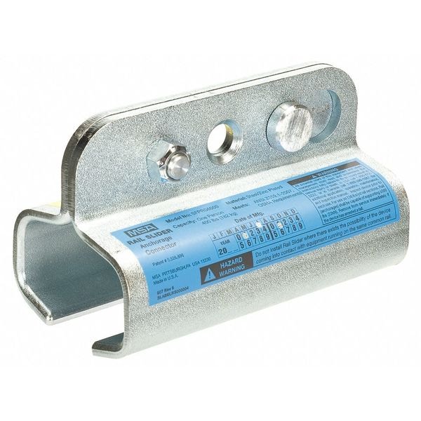 Rail Slider Anchor, 7 in Length, 310 lb Weigth Capacity, Steel Anchor, Carabiner