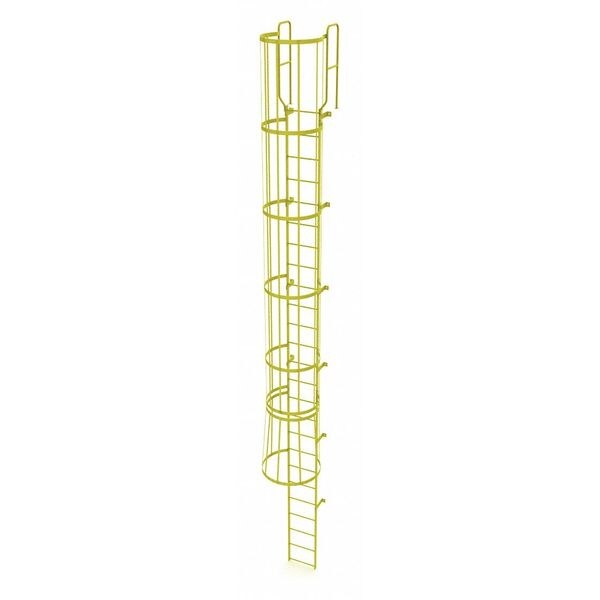 27 ft. 6" Overall H, Ladder, Steel, WalkThru Fixed Cage, 25-Rung, Steel, 25 Steps