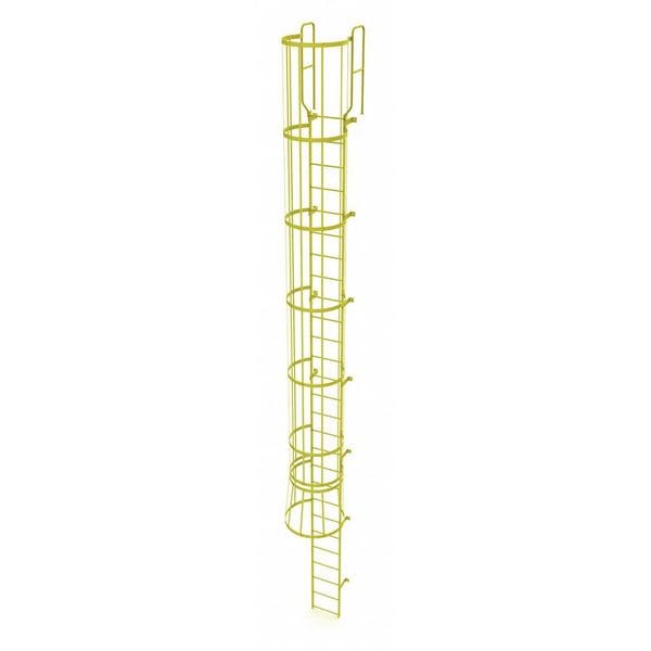 29 ft. 6" Overall H, Ladder, Steel, WalkThru Fixed Cage, 27-Rung, Steel, 27 Steps