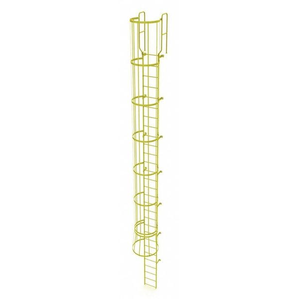 31 ft. 6" Overall H, Ladder, Steel, WalkThru Fixed Cage, 29-Rung, Steel, 29 Steps