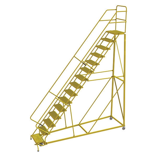 Rollng Ladder, Steel, Safety Angle, 15-Step