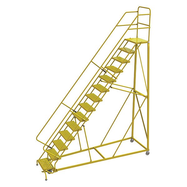 Rollng Ladder, Steel, Safety Angle, 14-Step