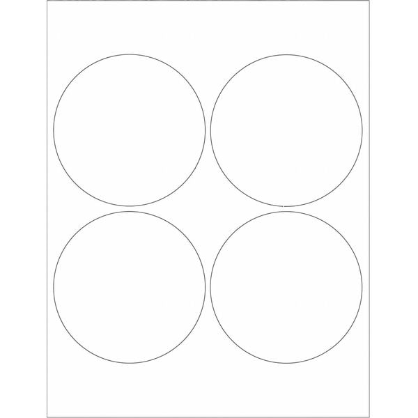 Tape Logic Circle Laser Labels, 4", White, PK400