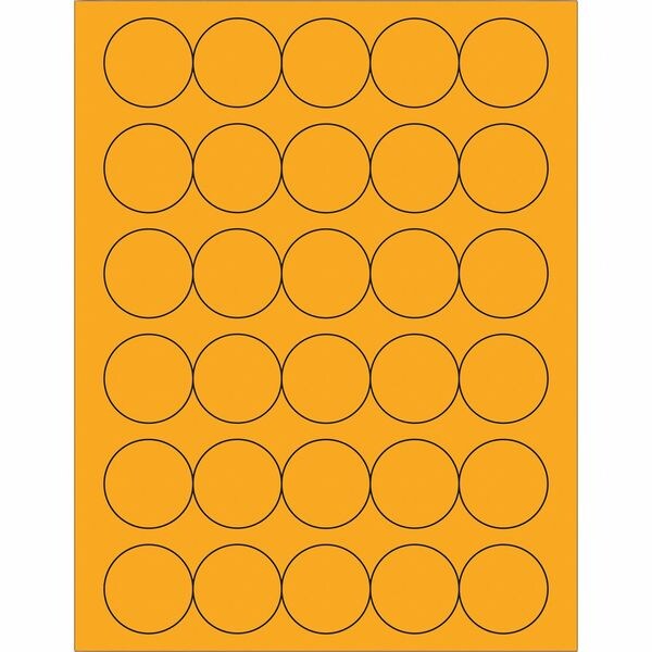 Tape Logic Fluorescent Circle Laser Labels, 1 1/2", Fluorescent Orange, PK3000