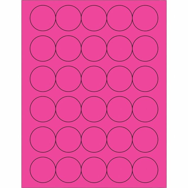 Tape Logic Fluorescent Circle Laser Labels, 1 1/2", Fluorescent Pink, PK3000