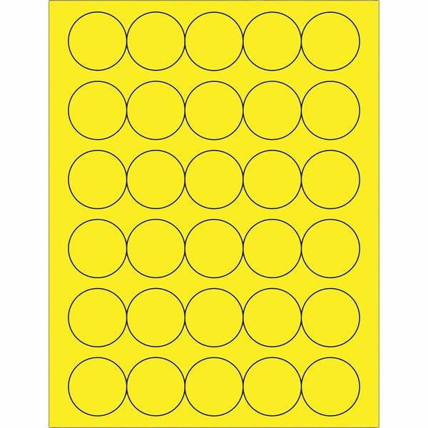 Tape Logic Fluorescent Circle Laser Labels, 1 1/2", Fluorescent Yellow, PK3000