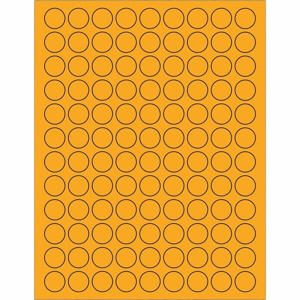 Tape Logic Fluorescent Circle Laser Labels, 3/4", Fluorescent Orange, 10PK800