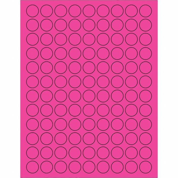 Tape Logic Fluorescent Circle Laser Labels, 3/4", Fluorescent Pink, 10PK800
