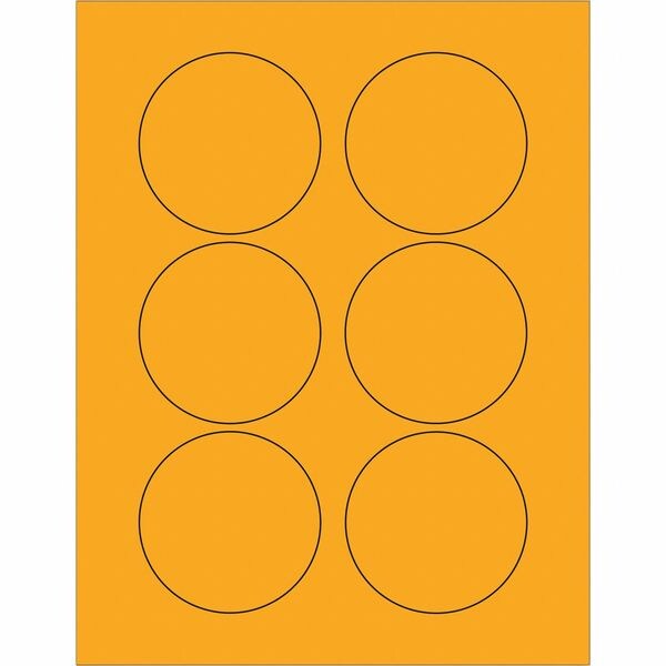 Tape Logic Fluorescent Circle Laser Labels, 3", Fluorescent Orange, PK600
