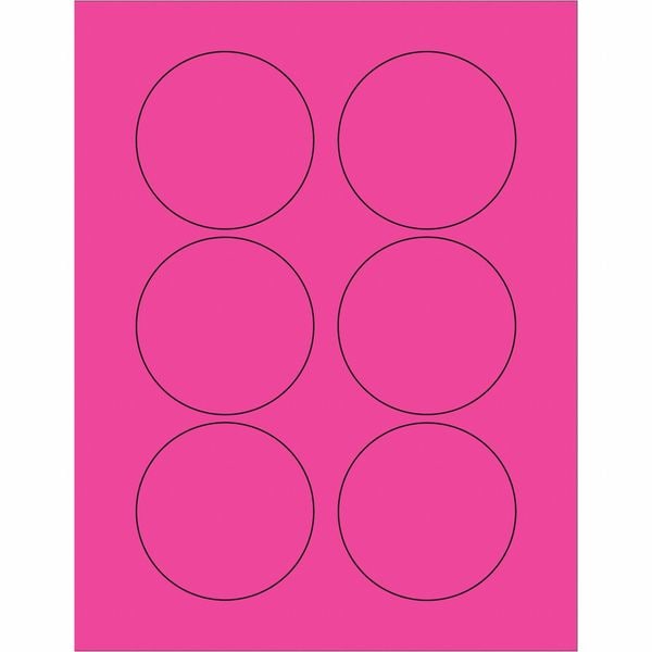 Tape Logic Fluorescent Circle Laser Labels, 3", Fluorescent Pink, PK600