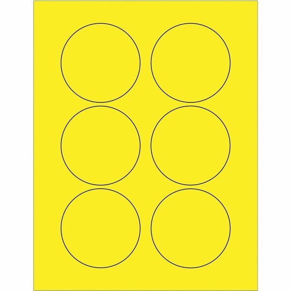 Tape Logic Fluorescent Circle Laser Labels, 3", Fluorescent Yellow, PK600