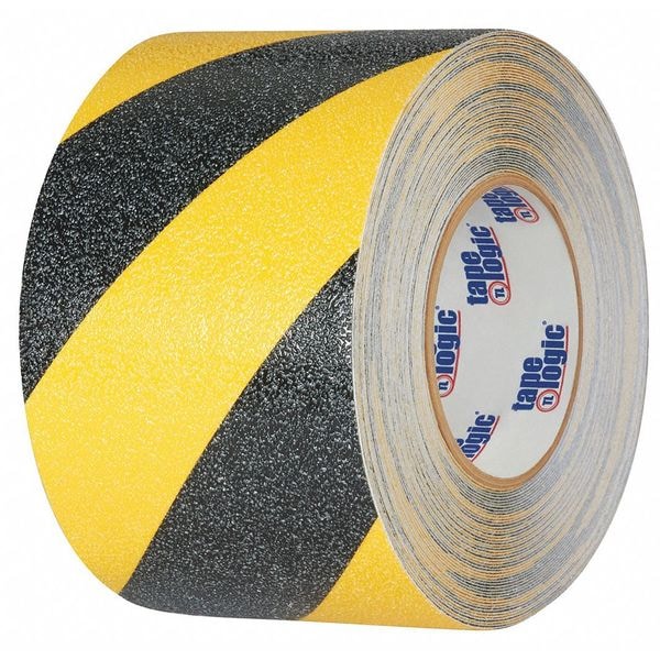Tape Logic Heavy-Duty Striped Anti-Slip Tape, 33 Mil, 4" x 60', Black/Yellow, 1/Roll
