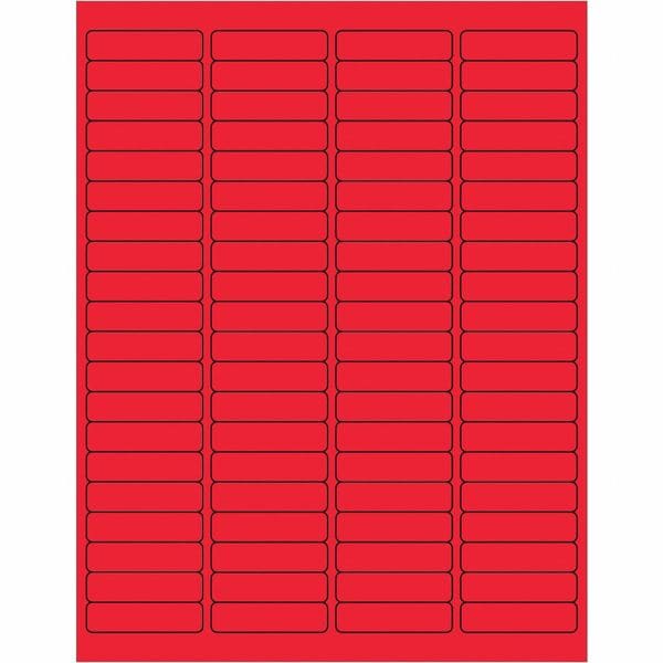 Tape Logic Rectangle Laser Labels, 1 15/16" x 1/2", Fluorescent Red, PK8000