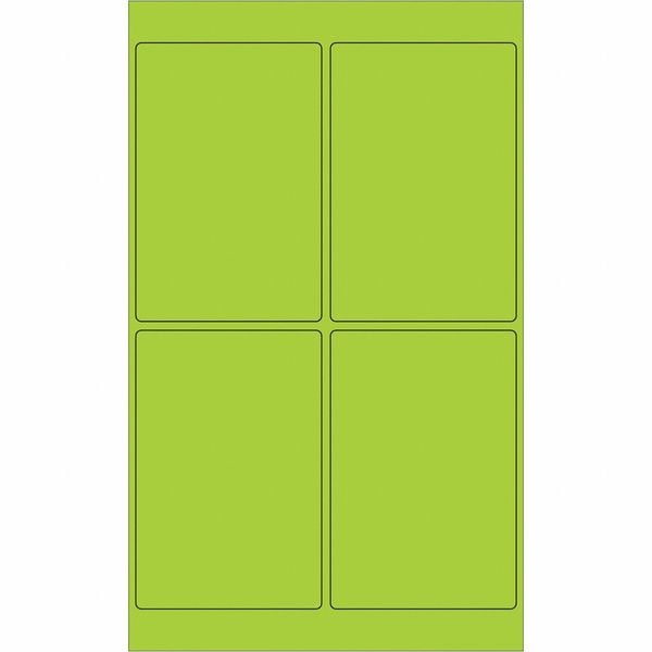 Tape Logic Rectangle Laser Labels, 4" x 6", Fluorescent Green, PK400