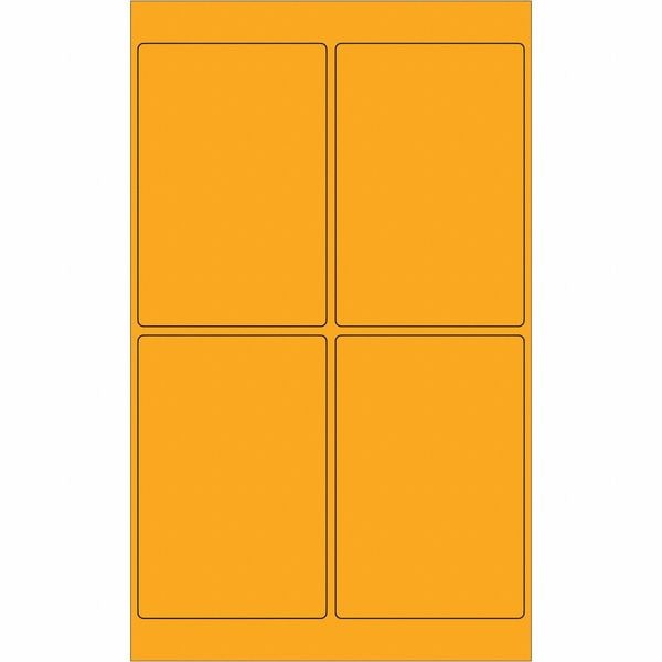 Tape Logic Rectangle Laser Labels, 4" x 6", Fluorescent Orange, PK400