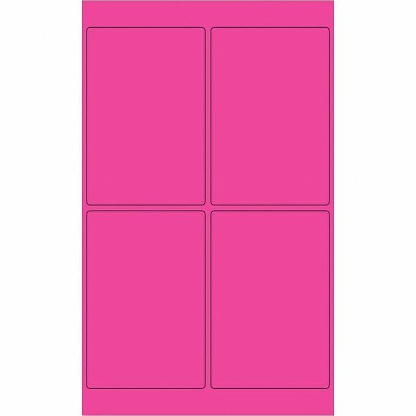 Tape Logic Rectangle Laser Labels, 4" x 6", Fluorescent Pink, PK400