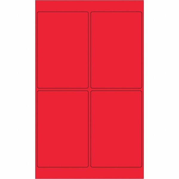 Tape Logic Rectangle Laser Labels, 4" x 6", Fluorescent Red, PK400