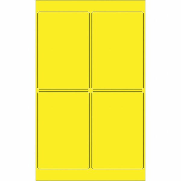 Tape Logic Rectangle Laser Labels, 4" x 6", Fluorescent Yellow, PK400