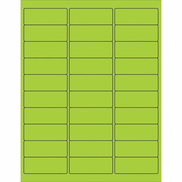 Tape Logic Removable Rectangle Laser Labels, 2 5/8" x 1", Fluorescent Green, PK3000