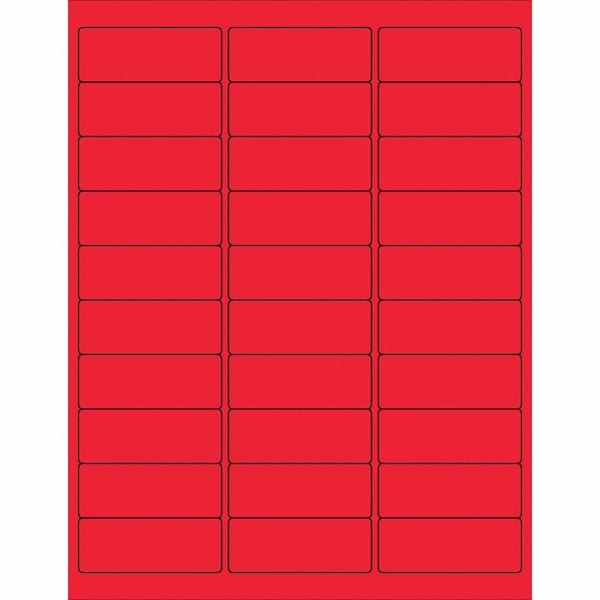 Tape Logic Removable Rectangle Laser Labels, 2 5/8" x 1", Fluorescent Red, PK3000