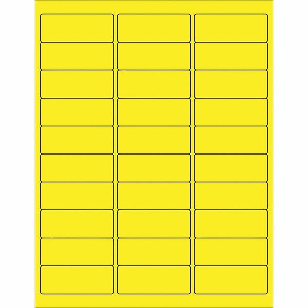 Tape Logic Removable Rectangle Laser Labels, 2 5/8" x 1", Fluorescent Yellow, PK3000