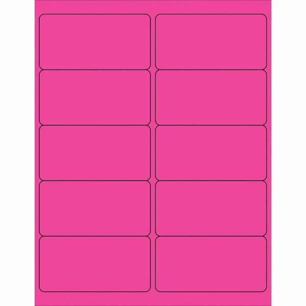 Tape Logic Removable Rectangle Laser Labels, 4" x 2", Fluorescent Pink, PK1000