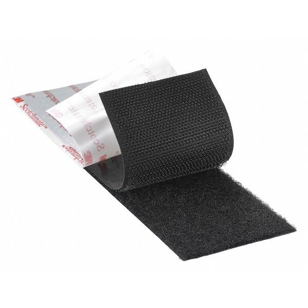 Reclosable Fastener, Rubber Adhesive, 150 ft, 1 in W, Black, 3 PK