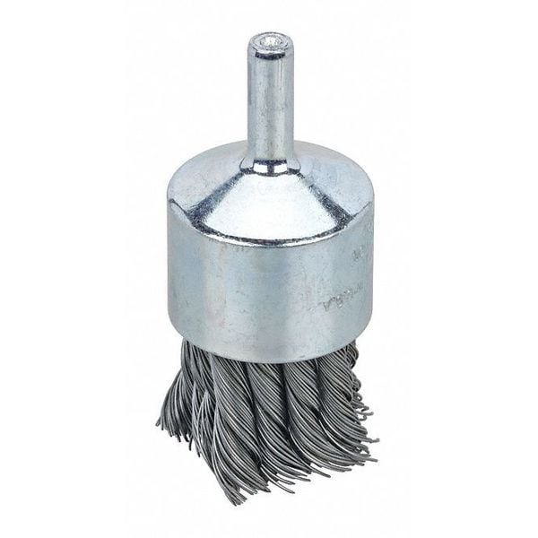 Wire End Brush 1-1/8"diax.014x7/8", Steel