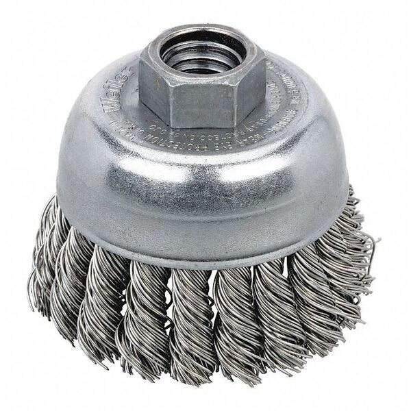 Wire Cup Brush, 2.75"x.020x5/8"-11, SS