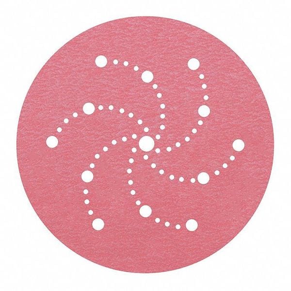 Hook and Loop Disc, 6", Vac, 60G, 6" Dia, Multi-Hole, Aluminum Oxide, 60 Grit, Coated Type