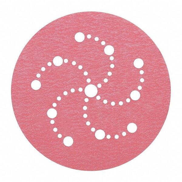 Hook and Loop Disc, 5", Vac, 400G, 5" Dia, Multi-Hole, Aluminum Oxide, 400 Grit, Coated Type