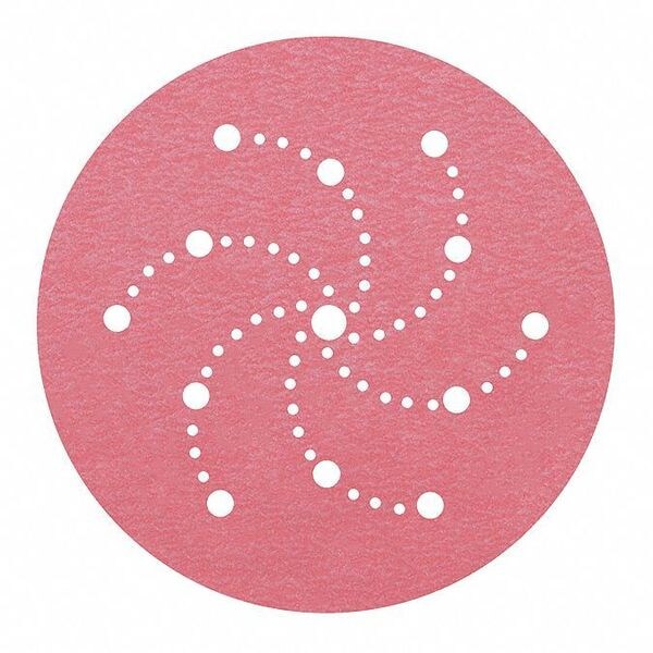 Hook and Loop Disc, 6", Vac, 100G, 6" Dia, Multi-Hole, Aluminum Oxide, 100 Grit, Coated Type