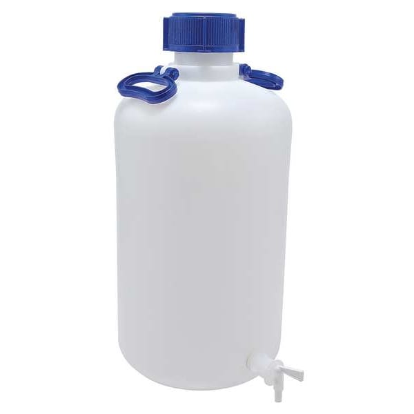 Carboy, 25 L Capacity - mL, 6.6 gal Capacity - oz, Screw On/Spigot Closure, HDPE, White, 22-1/5 in H
