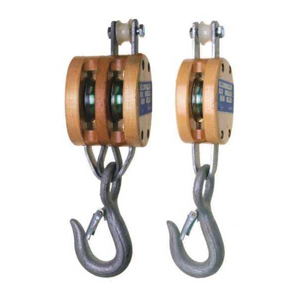 3002K, 4 in Double, Regular Wood Shell Block, Bronze Bushed, Galvanized