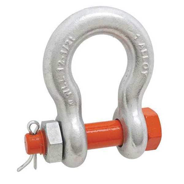 1" Alloy Anchor Shackle, Bolt Type, Forged Alloy, Galvanized