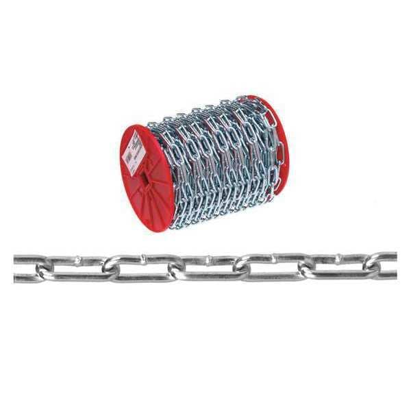 2/0 Straight Link Coil Chain, Zinc Plated, 125' per Reel