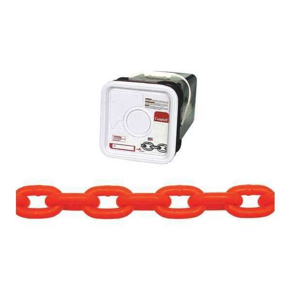 5/16" Grade 43 High Test Chain, Hi-Vis Orange Polycoat, 60' Square Pail