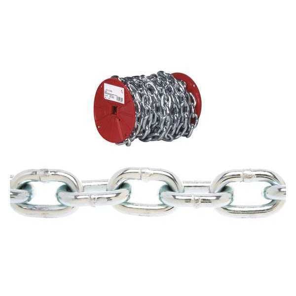 1/4" Grade 30 Proof Coil Chain, Zinc Plated, 65' per Reel