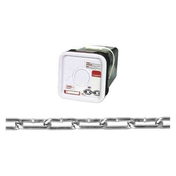 1/0 Straight Link Coil Chain, Zinc Plated, 250' per Square Pail